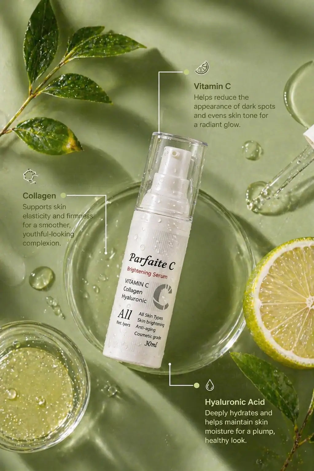 Parfaite C Brightening Serum — Vitamin C + Collagen + Hyaluronic | 30ml